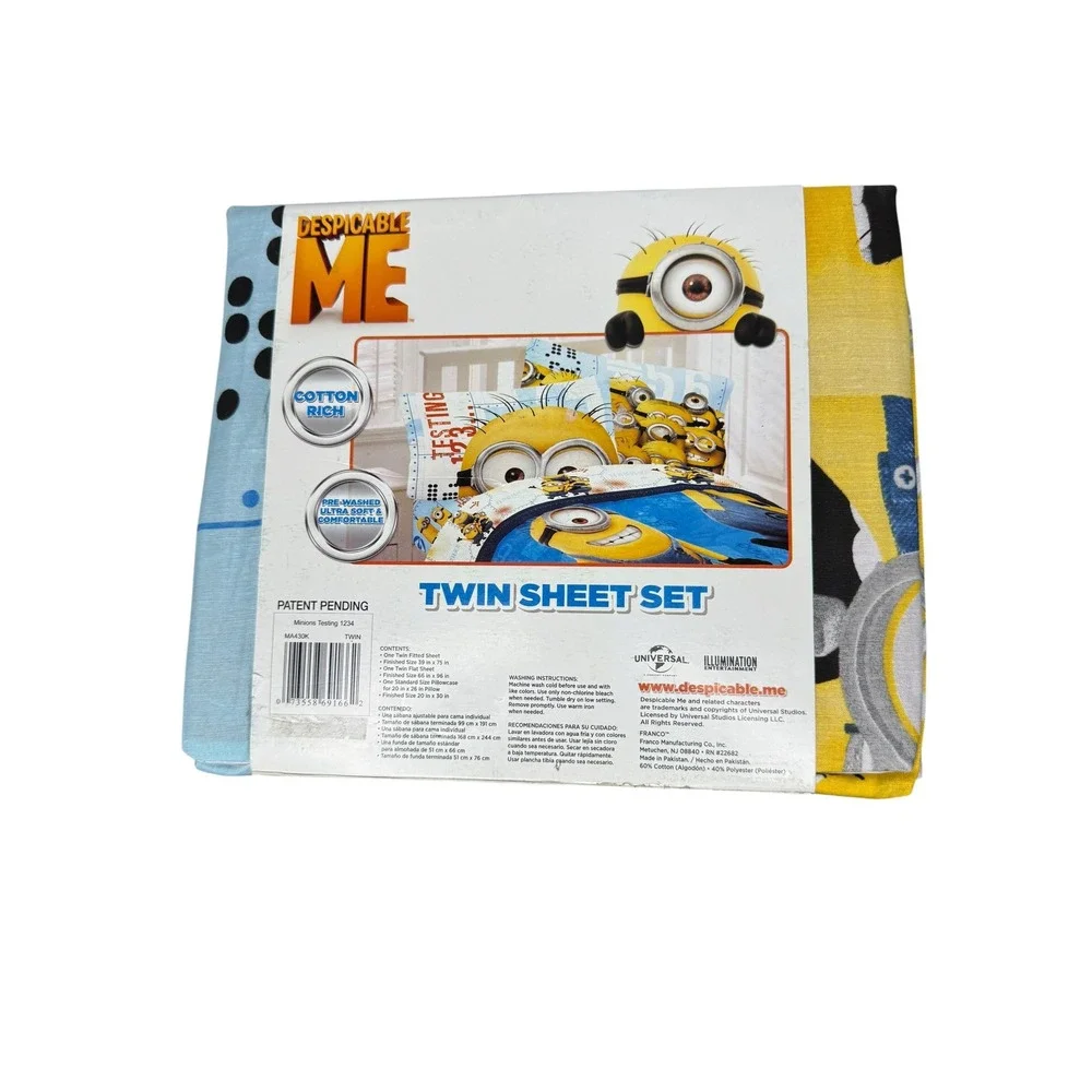 Despicable Me Minions Twin Sheet Set 3pc Cotton Rich Bedding MA430K Multi-Color